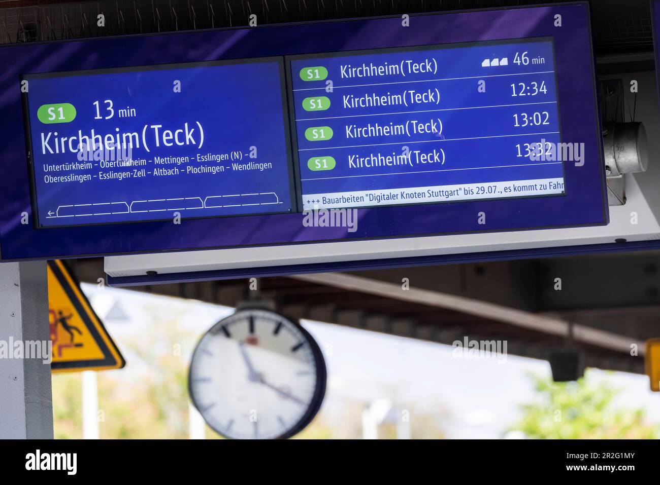Construction work on digital node, ETCS, display board, obstructions in rail traffic, Germany's first digitalised rail node across all train types Stock Photo