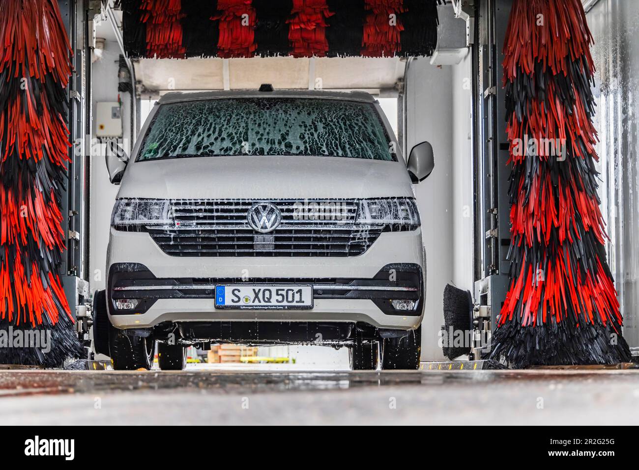 Car wash at the car wash, VW Bulli, Stuttgart, BadenWuerttemberg