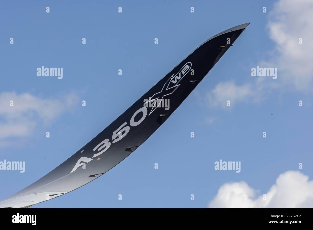 AIRBUS INDUSTRIE, AIRBUS A350-900, Wing with Sharklets, Winglets, ILA Berlin Air Show, Berlin International Aerospace Exhibition, Schoenefeld Stock Photo