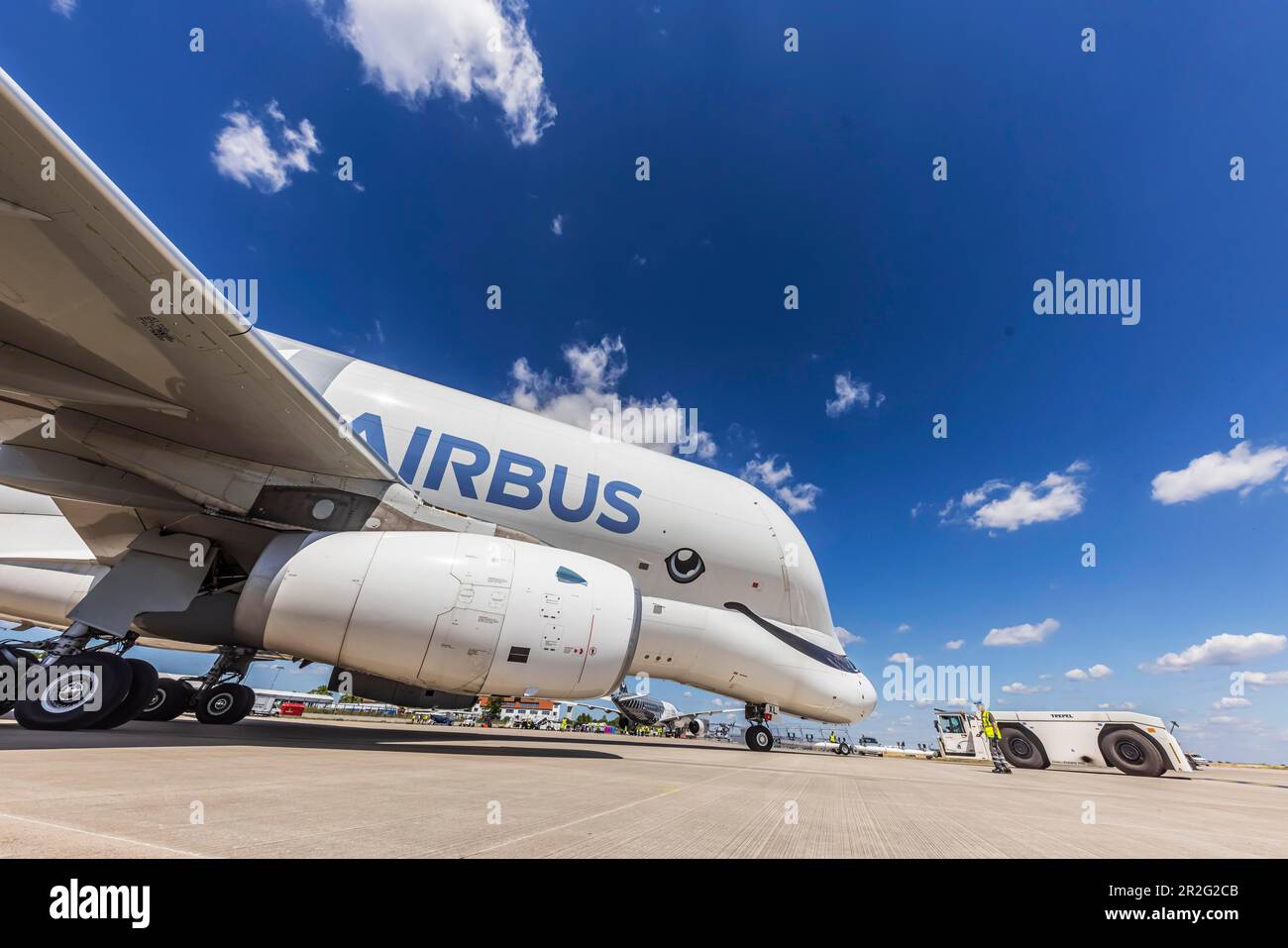Airbus A330-743L Beluga XL, wide-body aircraft on the airport tarmac, Airbus Transport International, ILA Berlin Air Show, Berlin International Stock Photo