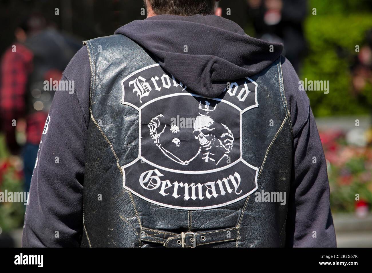 Back of a cowl from the rocker group Brotherhood Gemany, Berlin, Germany Stock Photo