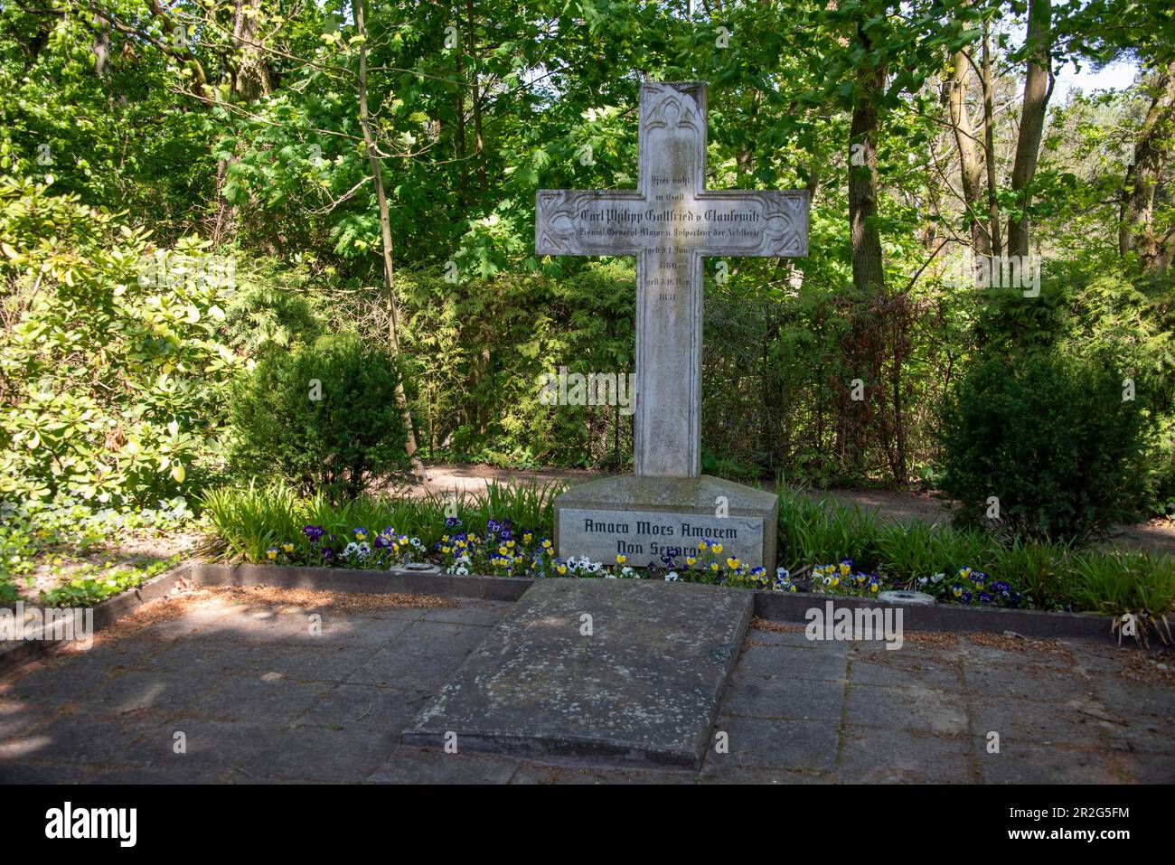 Memorial and grave of Carl von Clausewitz, important military theorist and Prussian general, Burg, Saxony-Anhalt, Germany Stock Photo