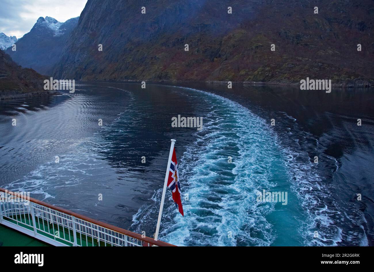 Evening mood in the Trollfjord, Hurtigruten, Nordland, Lofoten, Norway, Europe Stock Photo