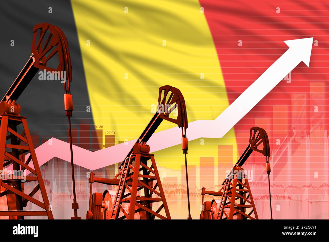 Belgium oil industry concept, industrial illustration - rising up chart ...
