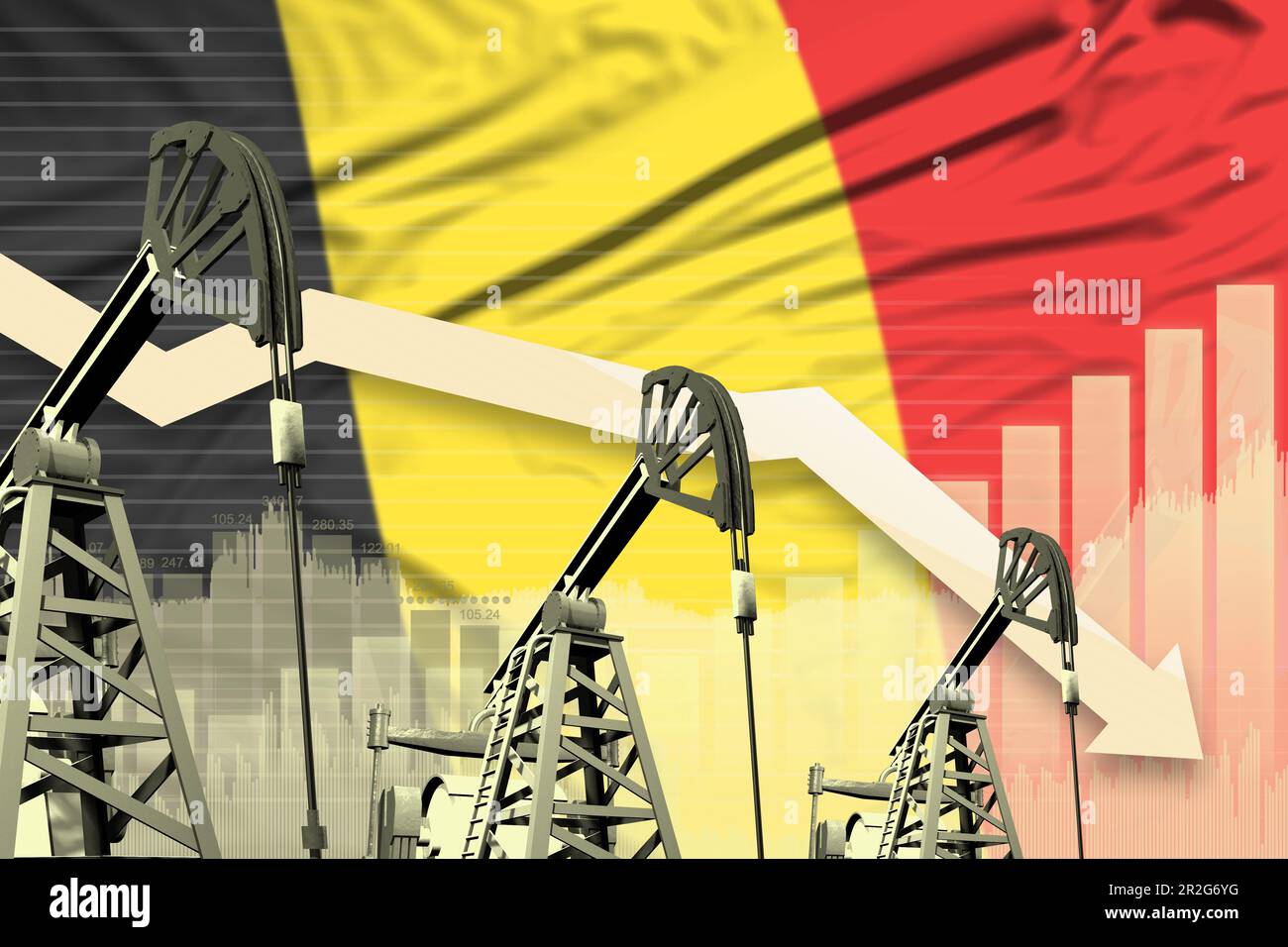 Belgium oil industry concept, industrial illustration lowering down