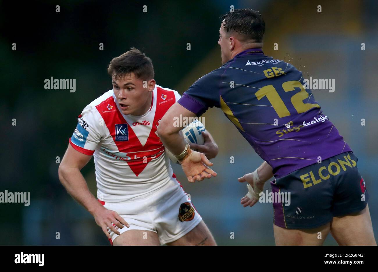 St Helens' Jack Welsby (left) and Halifax Panthers' Matty Gee in action