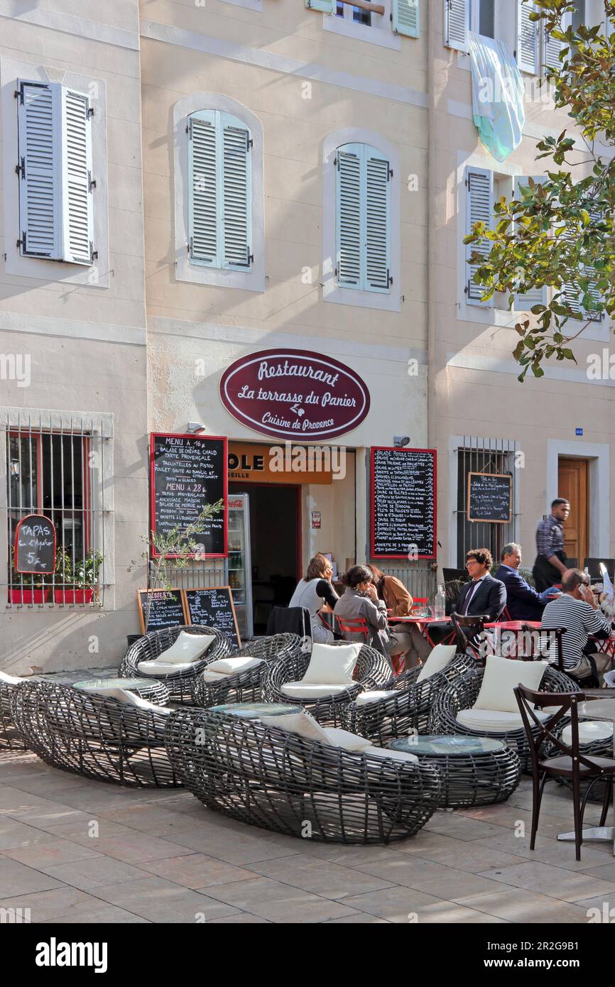 Terrace of La Terrasse du Panier restaurant, Le Panier district, Marseille,  Bouches-du-Rhone, Provence-Alpes-Cote d'Azur, France Stock Photo - Alamy