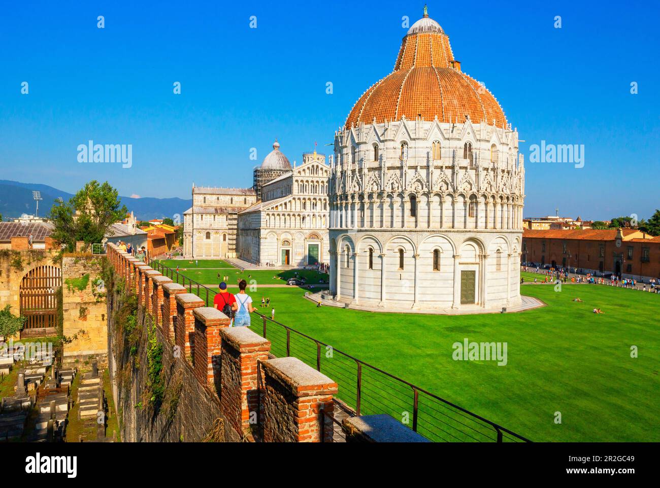 Campo dei Miracoli, top view, Pisa, Tuscany, Italy, Europe Stock Photo