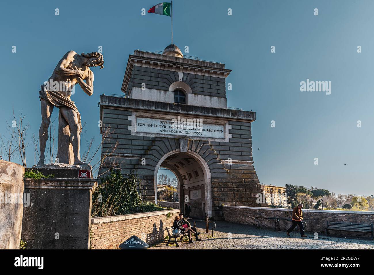 Footbridge, Milvian Bridge, Rome, Lazio, Italy, Europe Stock Photo