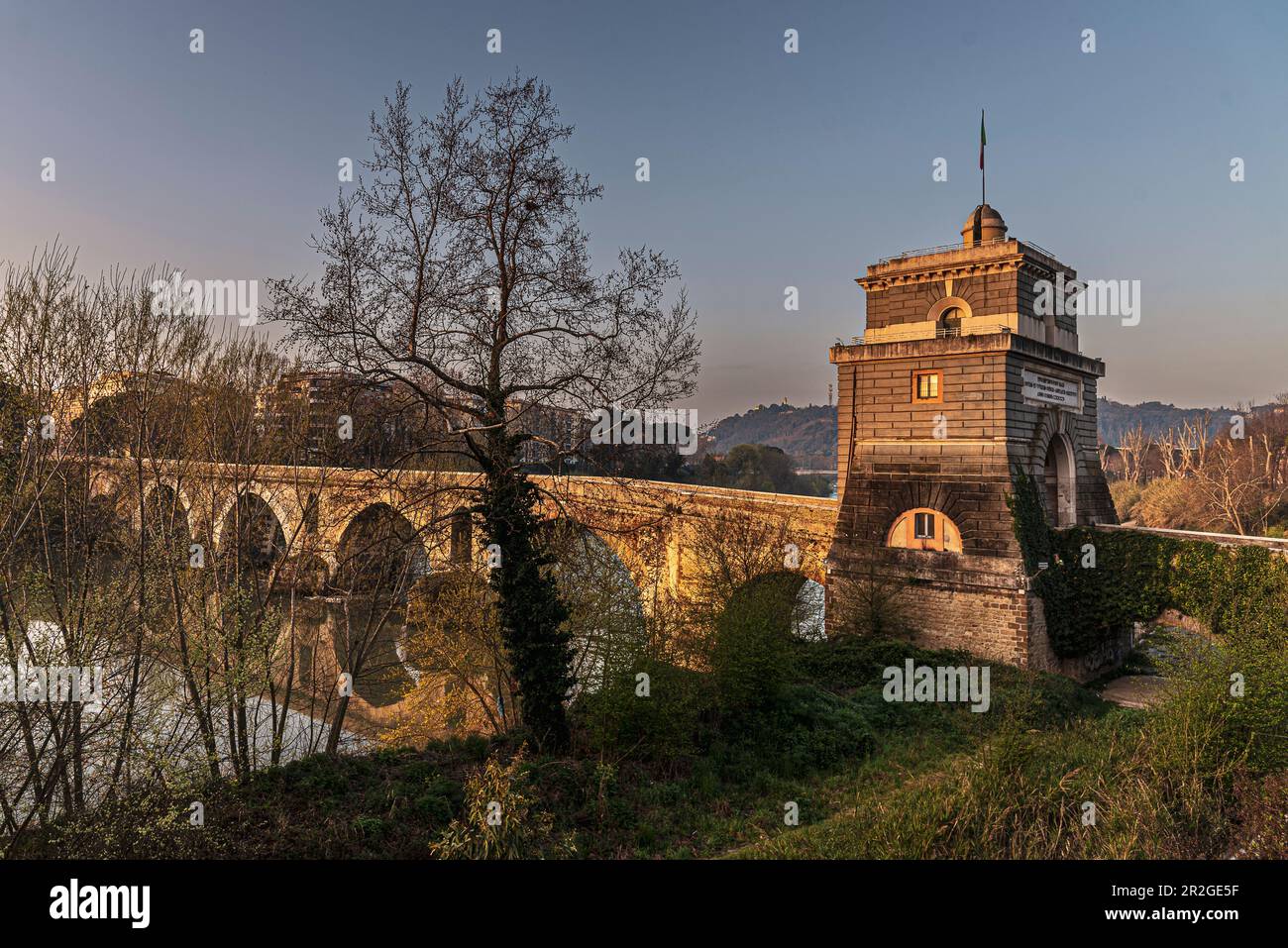 Footbridge, Milvian Bridge, Rome, Lazio, Italy, Europe Stock Photo