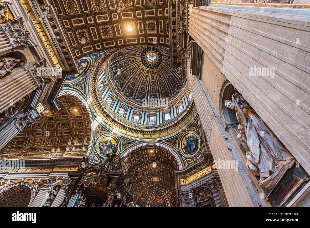 Altar and dome of St. Peter's Basilica from inside, Rome, Lazio, Italy, Europe Stock Photo
