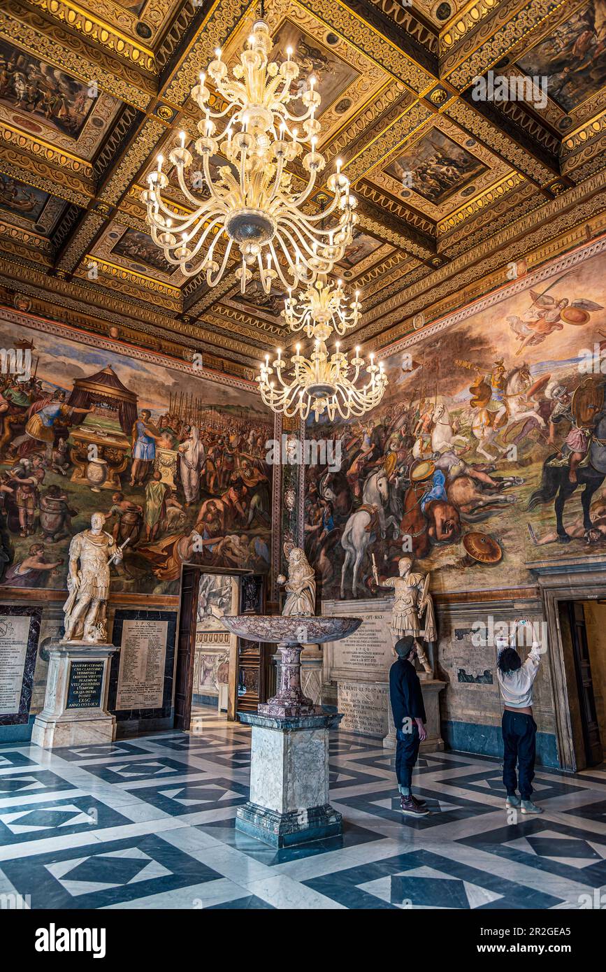 Chandelier, Roman Art in the Imperial Hall, Capitoline Museum, Palazzo dei Conservatori, Rome, Lazio, Italy, Europe Stock Photo