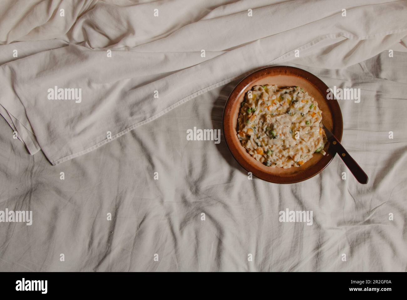 fettuccine alfredo with vegetables Stock Photo Alamy