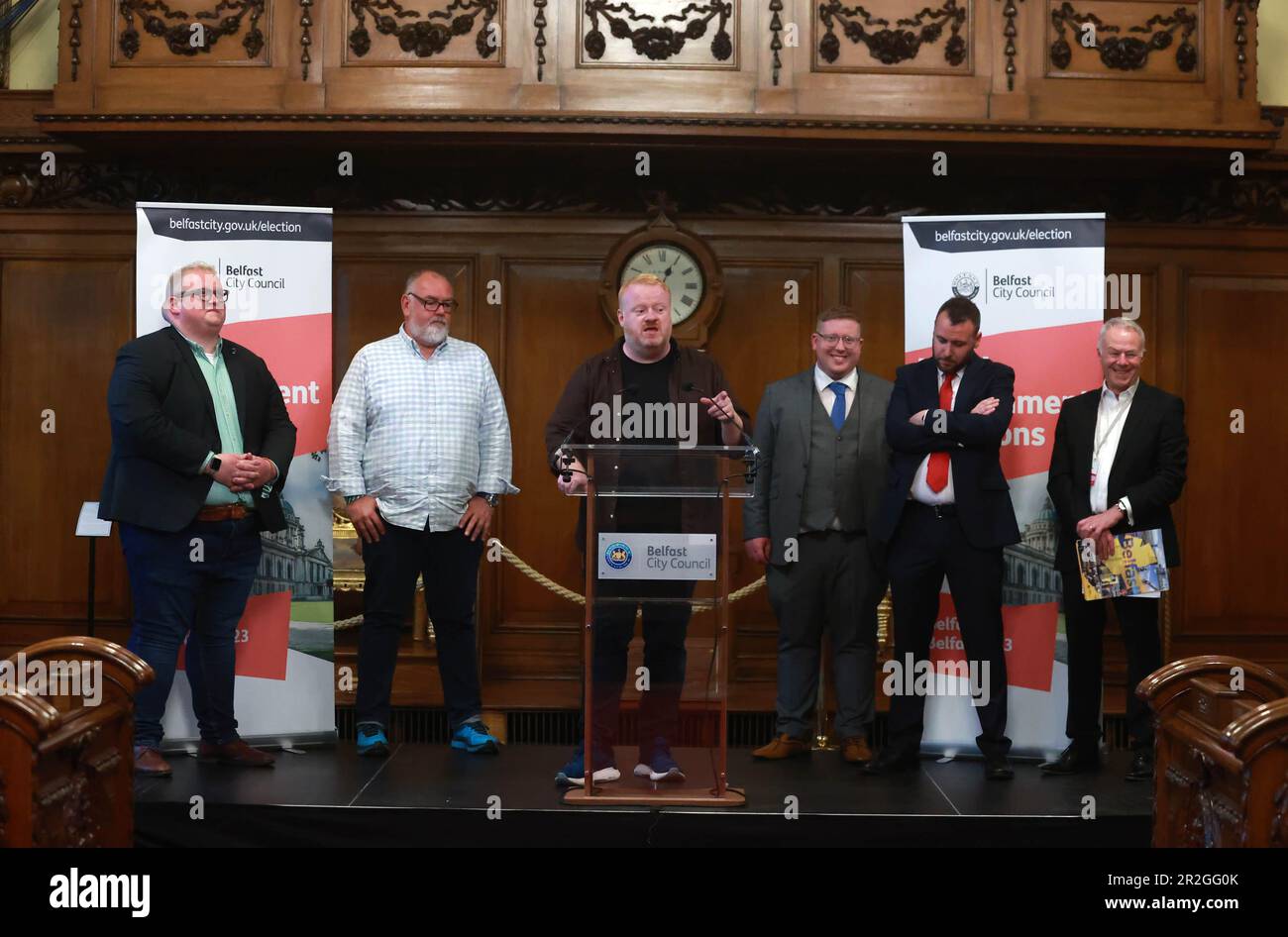 NI green party Brian Smyth giving his acceptance speech after he ...