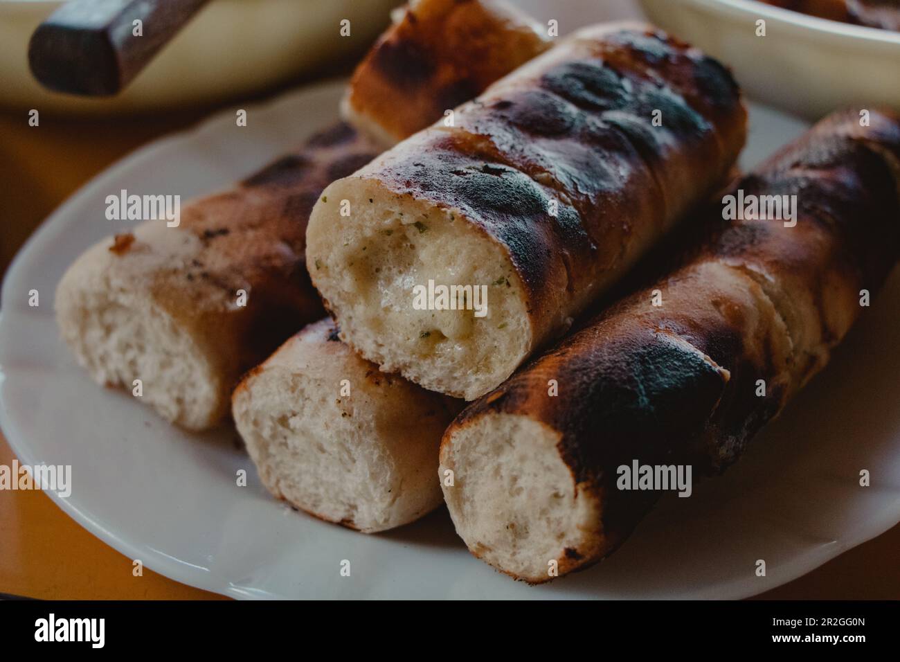 side dish for barbecue garlic bread Stock Photo Alamy