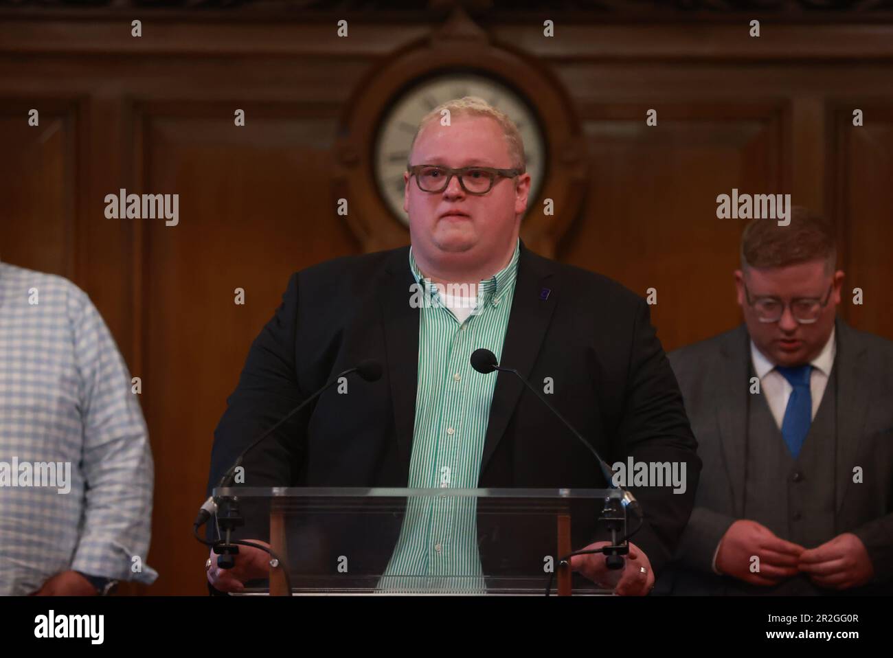 Seamus de Faoite from the SDLP giving his acceptance speech after he