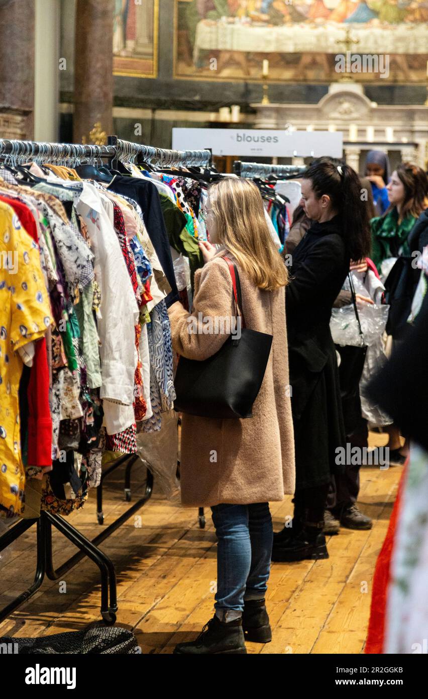 Women shopping at the Notting Hill Vintage Second Life Kilo Sale at St