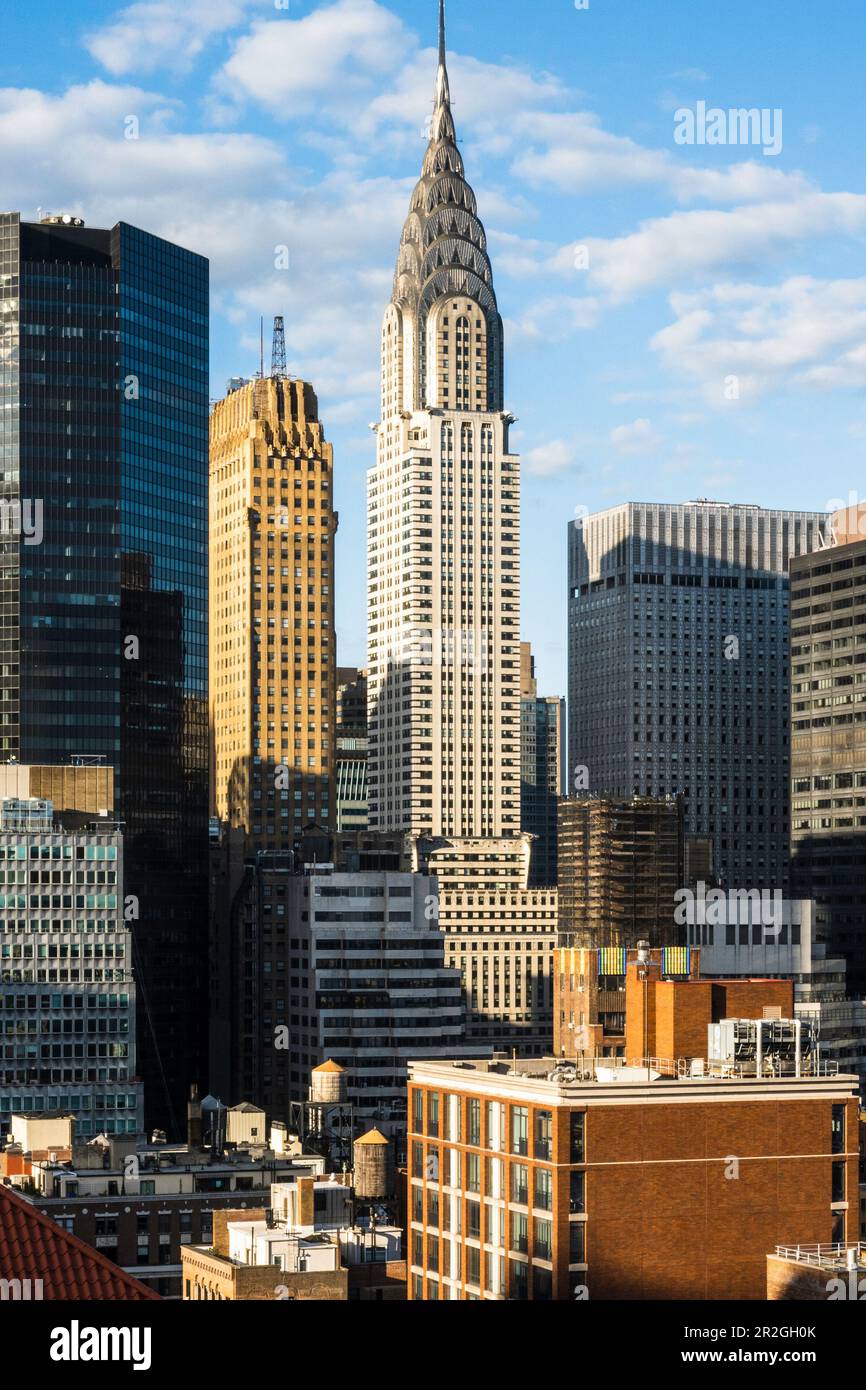 The iconic skyscraper the Chrysler Building is seen from an apartment