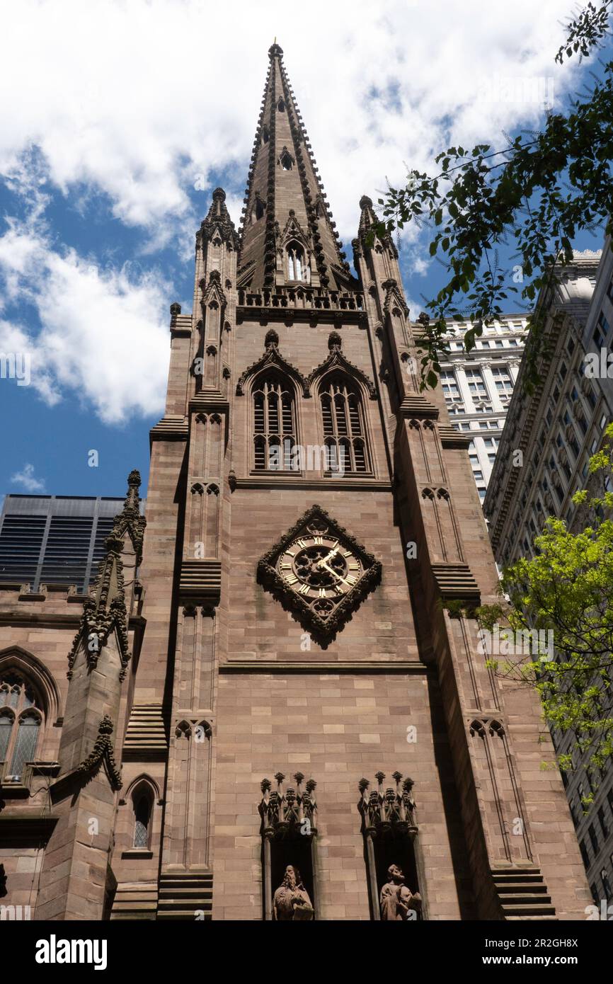 Trinity Church is an iconic landmark in the financial District of Manhattan, 2023, New York City, USA Stock Photo