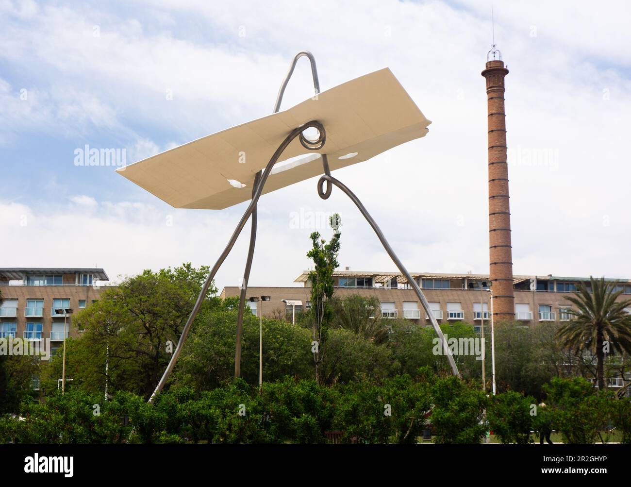 David and Goliath by Antoni Llena.  in the Parc de Les Cascades park in the Vila Olímpica del Poblenou neighborhood. Stock Photo