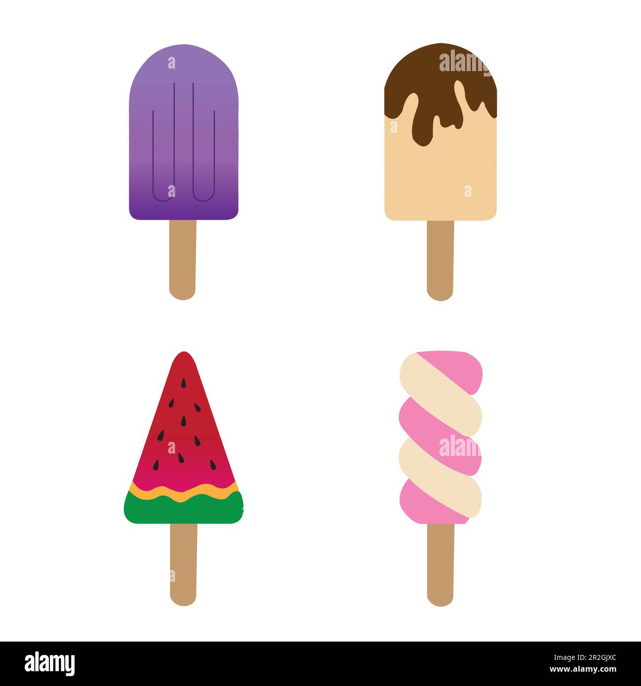 Colored assorted popsicles on a white background with copy space Stock Vector