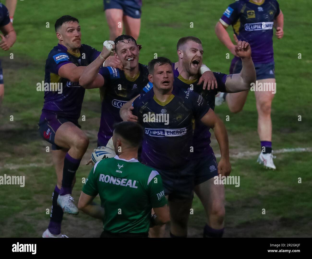 Halifax, UK. 19th May, 2023. Halifax Try Celebration *** during the