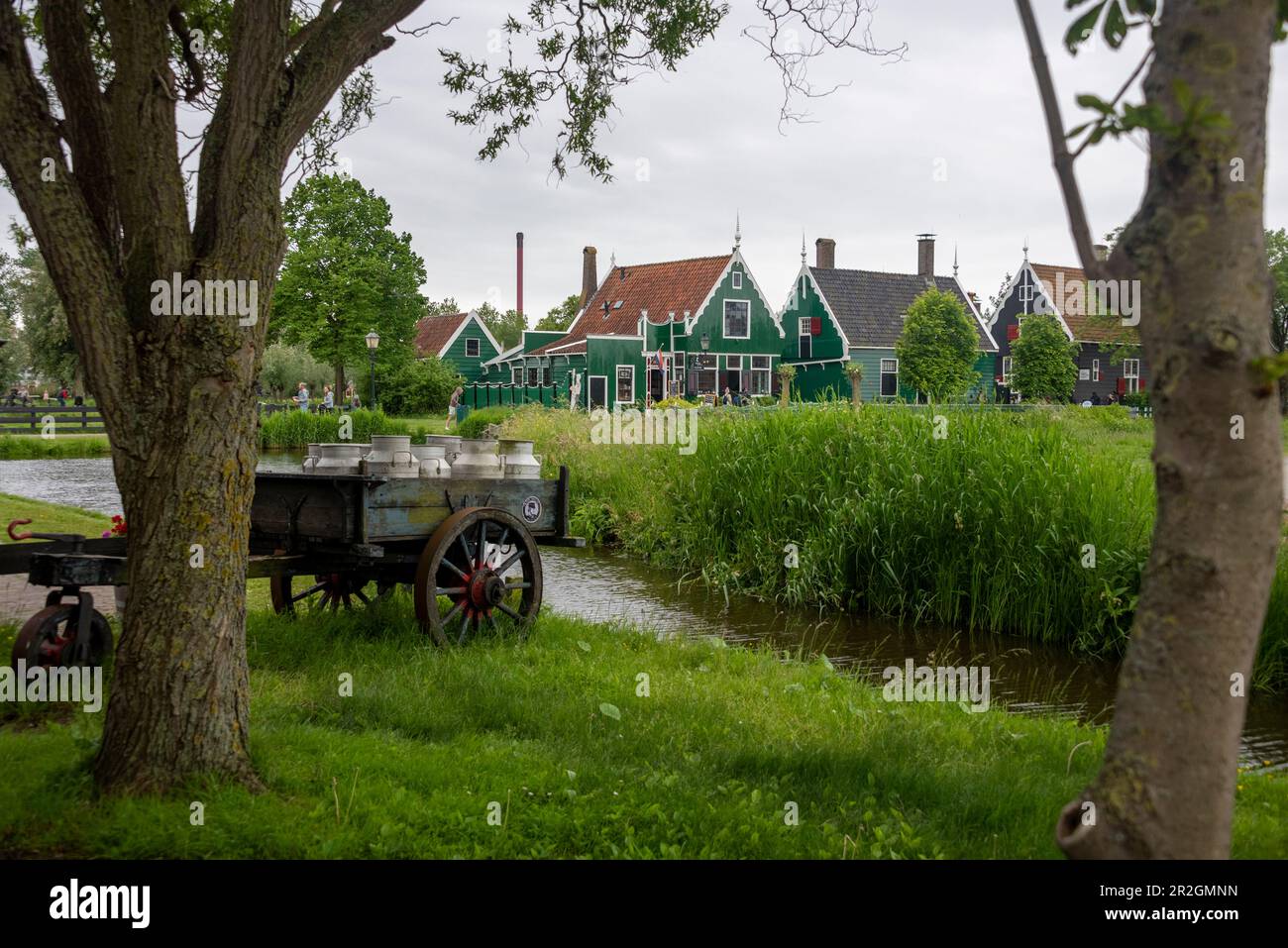 Historic residential houses, Zaanse Schans, Zaandam, North Holland, The Netherlands Stock Photo