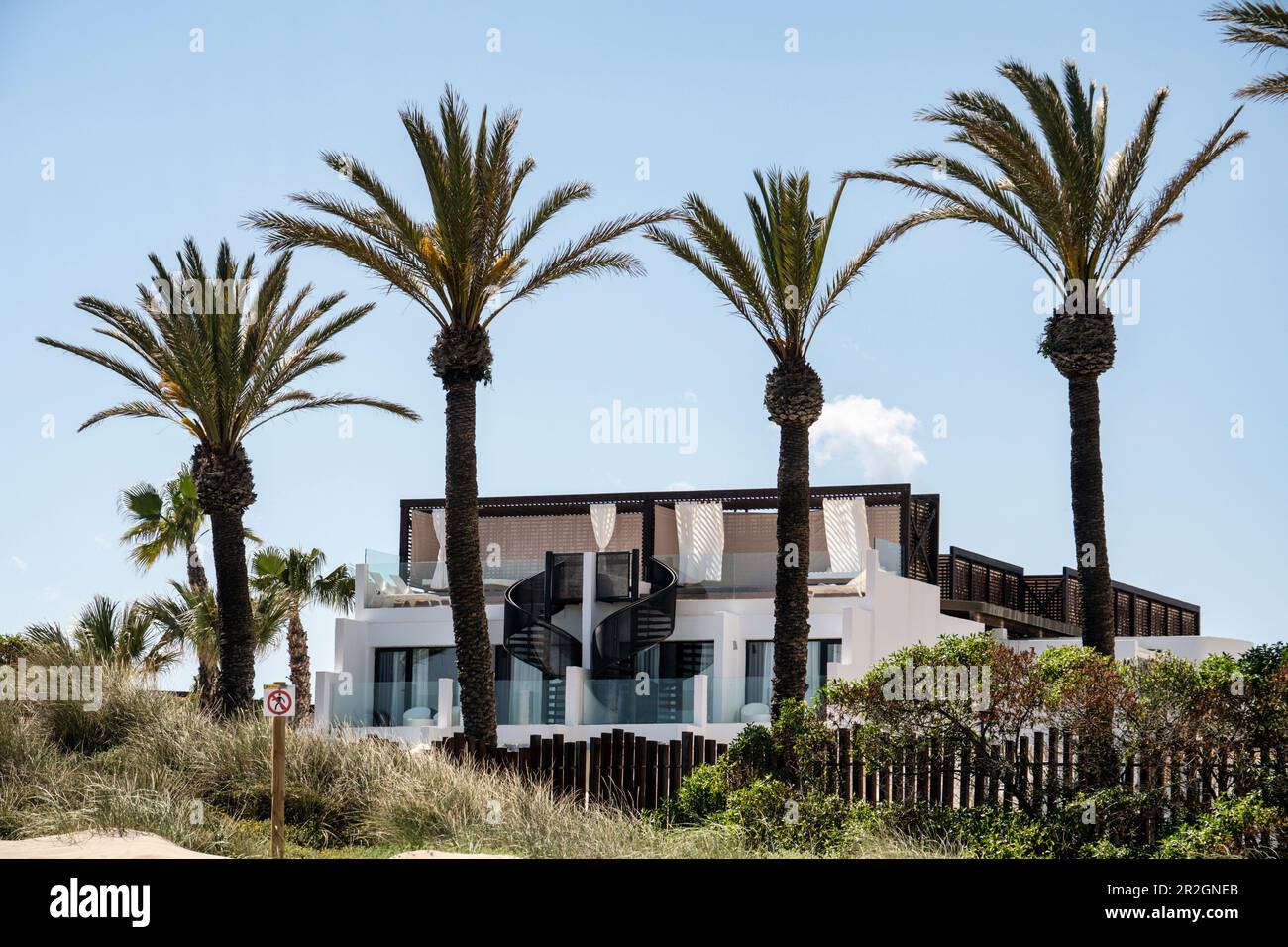 Luxury Beach Villa, Playa d'en Bossa, Ibiza, Spain Stock Photo