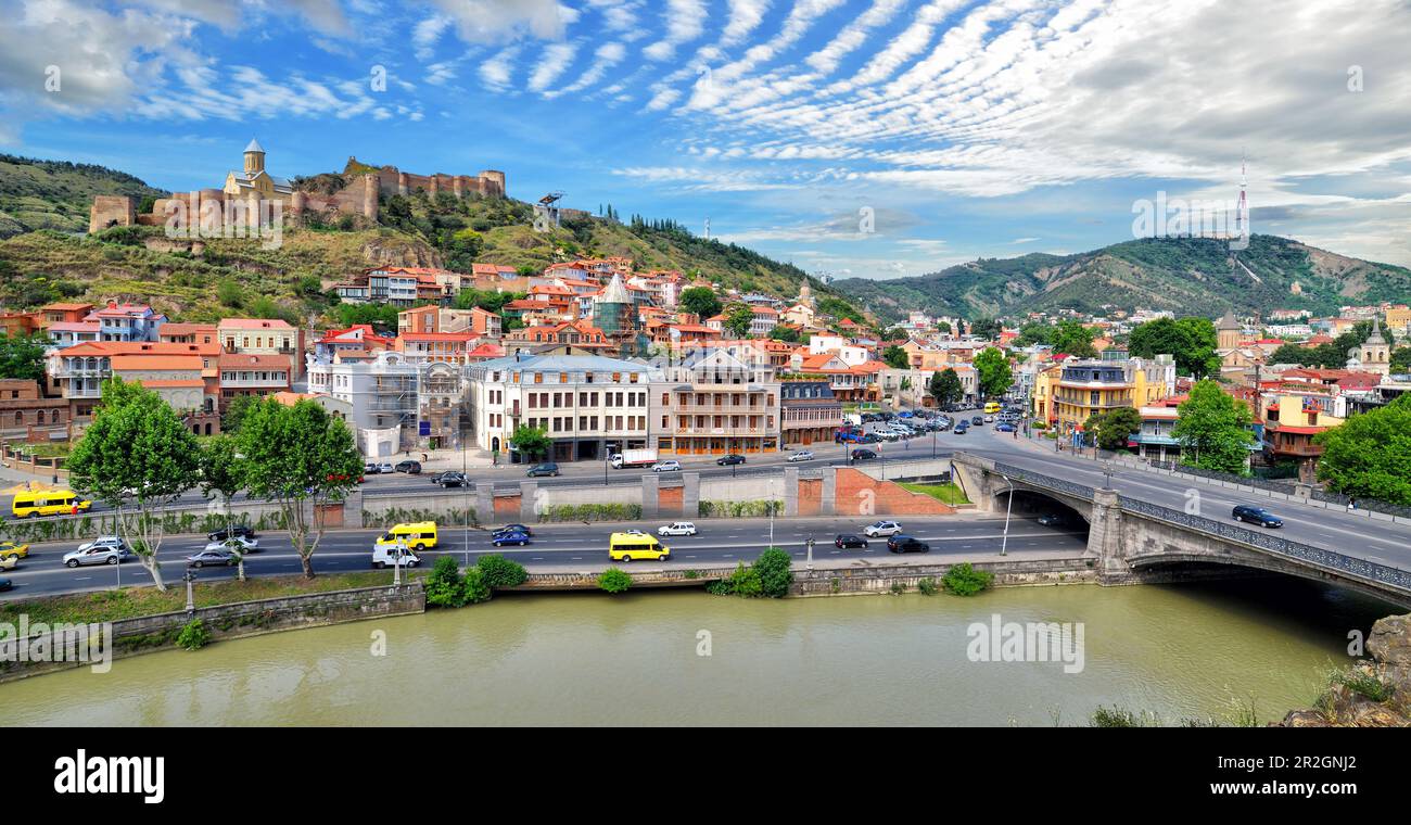Panorama Of The Old Town Of The Capital Of Georgia The City Of Tbilisi 