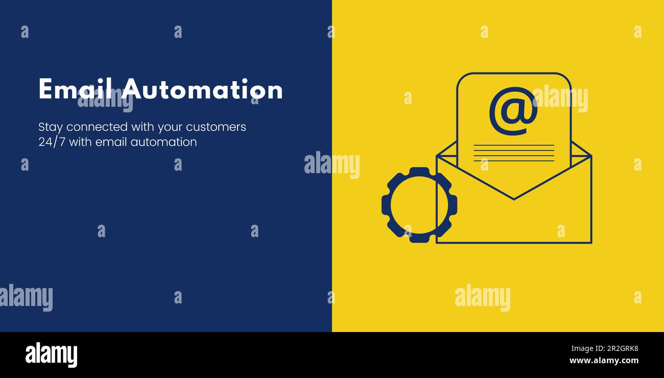 Email Automation Banner on Blue and Yellow Background. Stylish Email ...