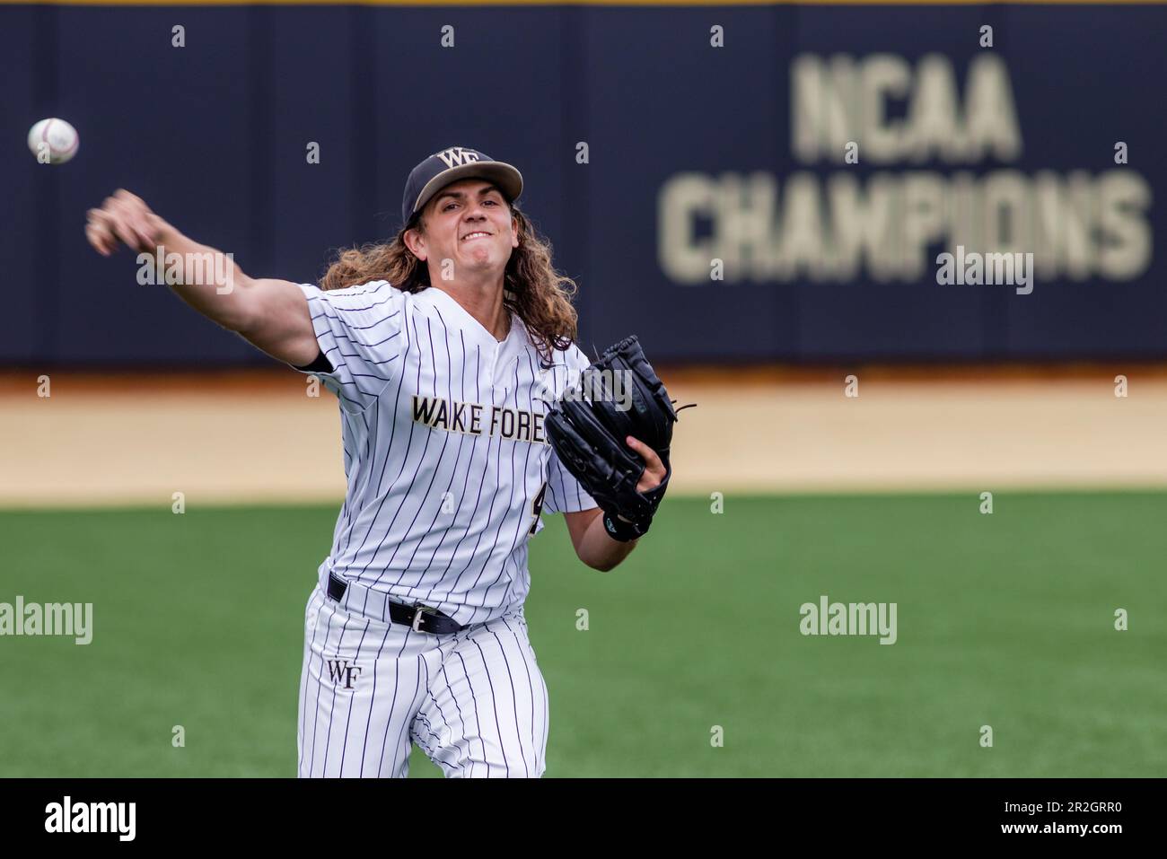 May 18, 2023 Wake Forest pitcher Rhett Lowder (4) warms up before the