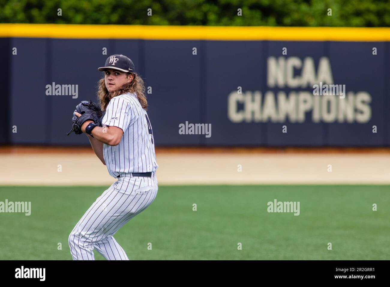 May 18, 2023 Wake Forest pitcher Rhett Lowder (4) warms up before the