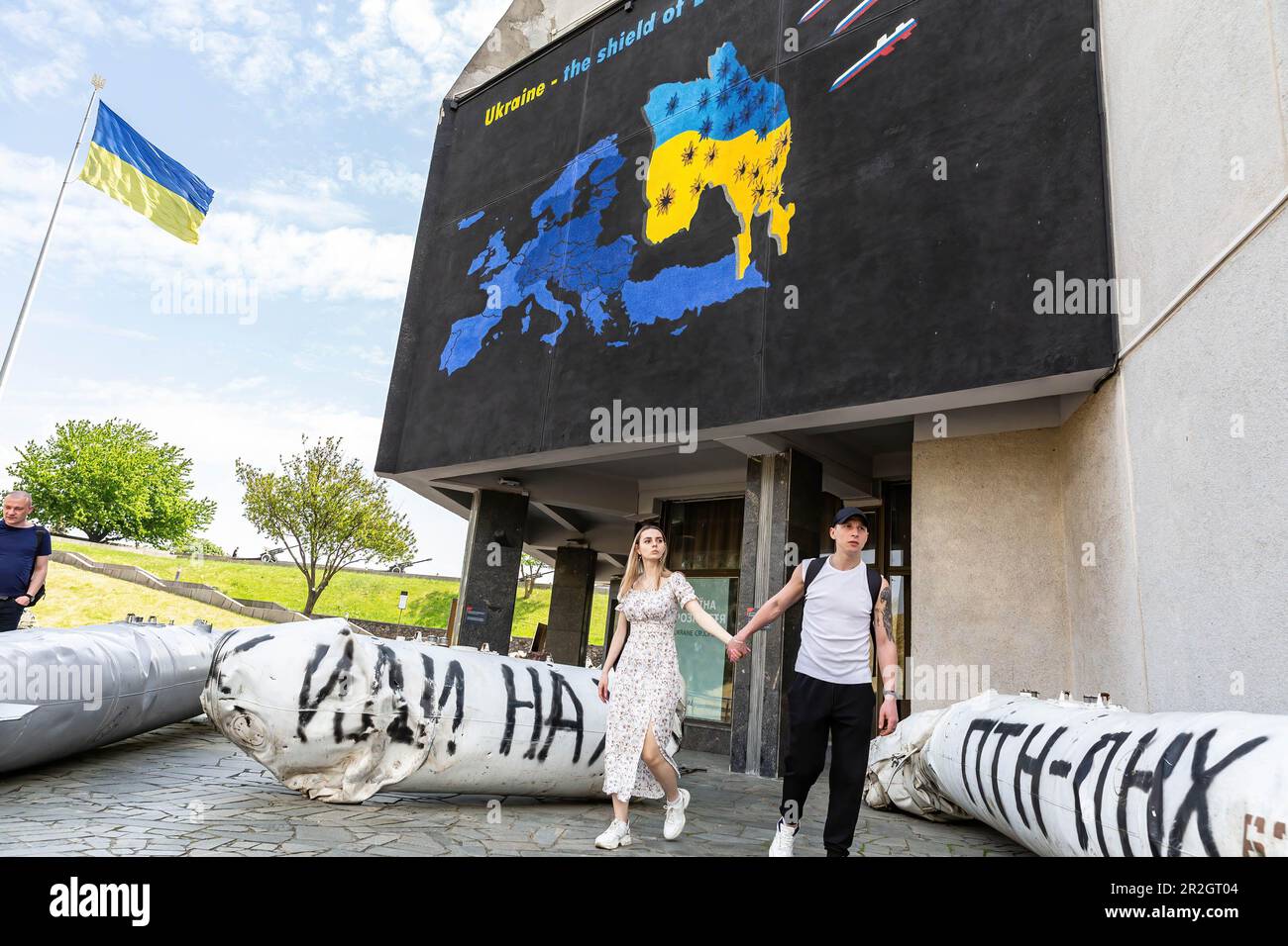 Kyiv, Ukraine. 19th May, 2023. Visitors attend Museum of the History of Ukraine in the Second World War in central Kyiv. The exhibition tells how the struggle of the city during the 86-day-long siege was presented in social networks and mass media. Mariupol defended Russian attacks after the full scale invasion for 86 days and after the city fell to Russians. Credit: SOPA Images Limited/Alamy Live News Stock Photo