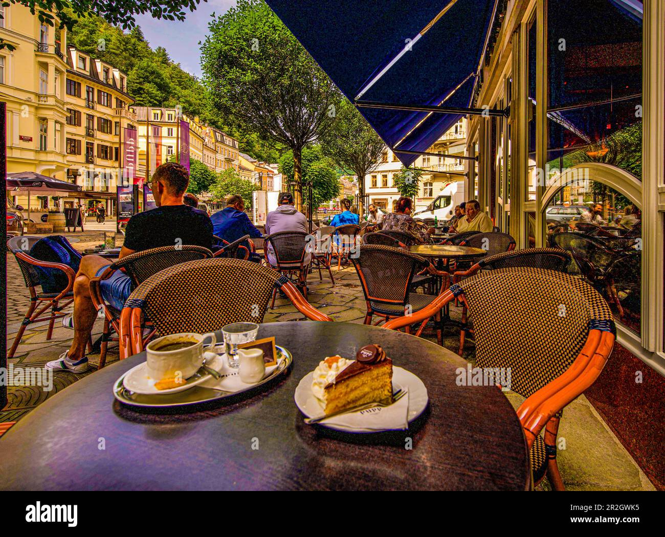 Terrace of the Grandhotel Pupp in Karlsbad (Karlovy Vary), Czech Republic Stock Photo