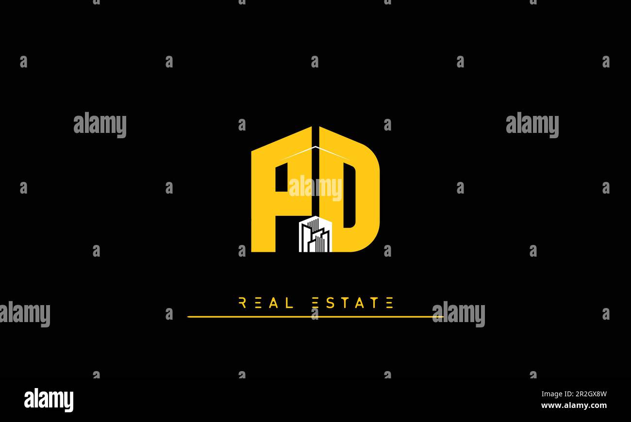 Real Estate letters Modern Creative logo PD , DP Stock Vector