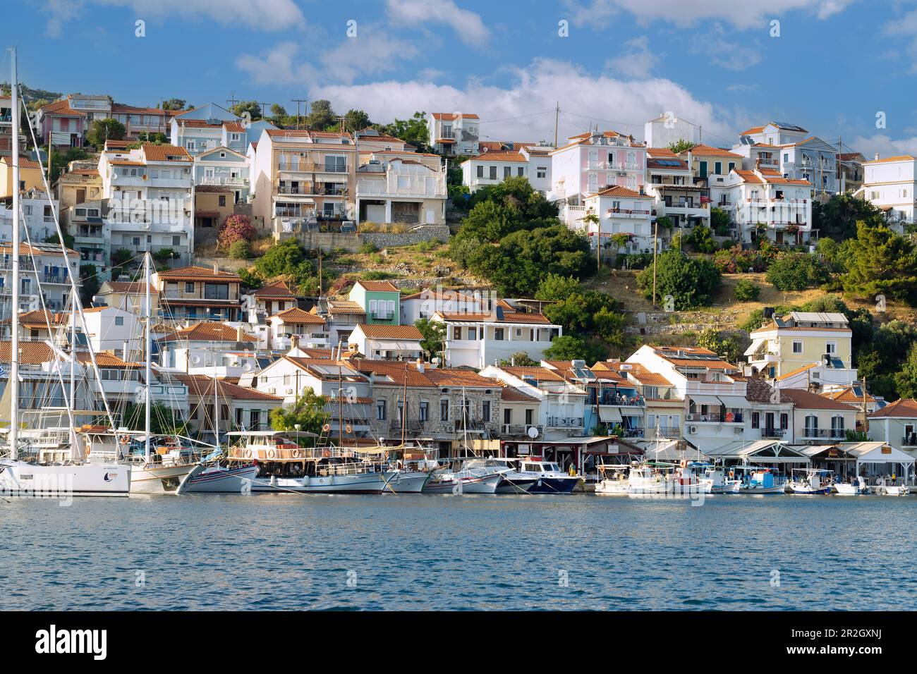 Samos Old Old town and fishing port of Pythagorion on Samos island in Greece ...