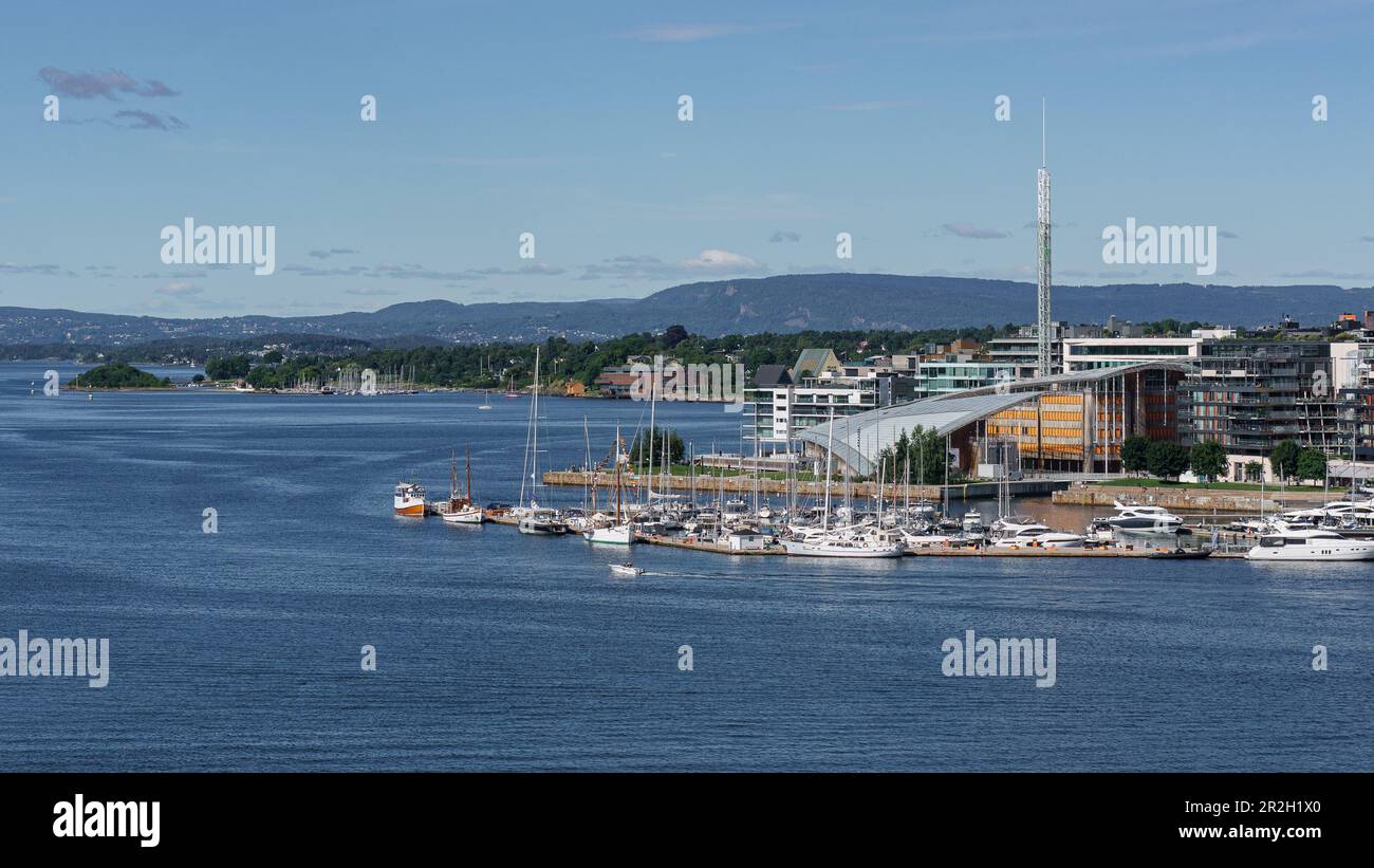 View of Akker Brygge in Oslo, Norway. Stock Photo