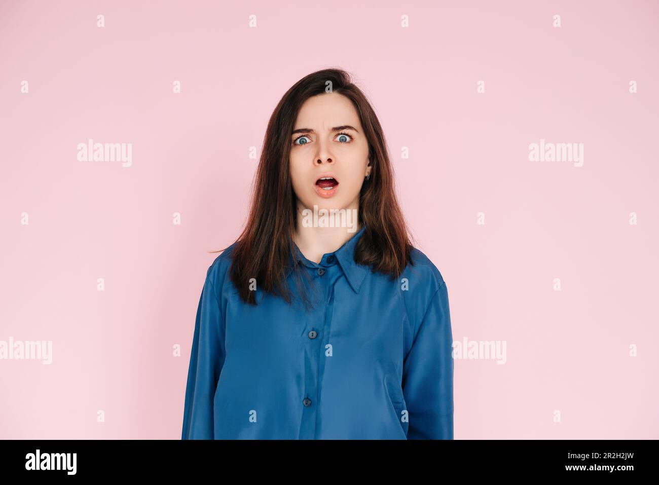 Stunning Portrait of a Speechless Woman in Utter Shock, Wide Open Mouth