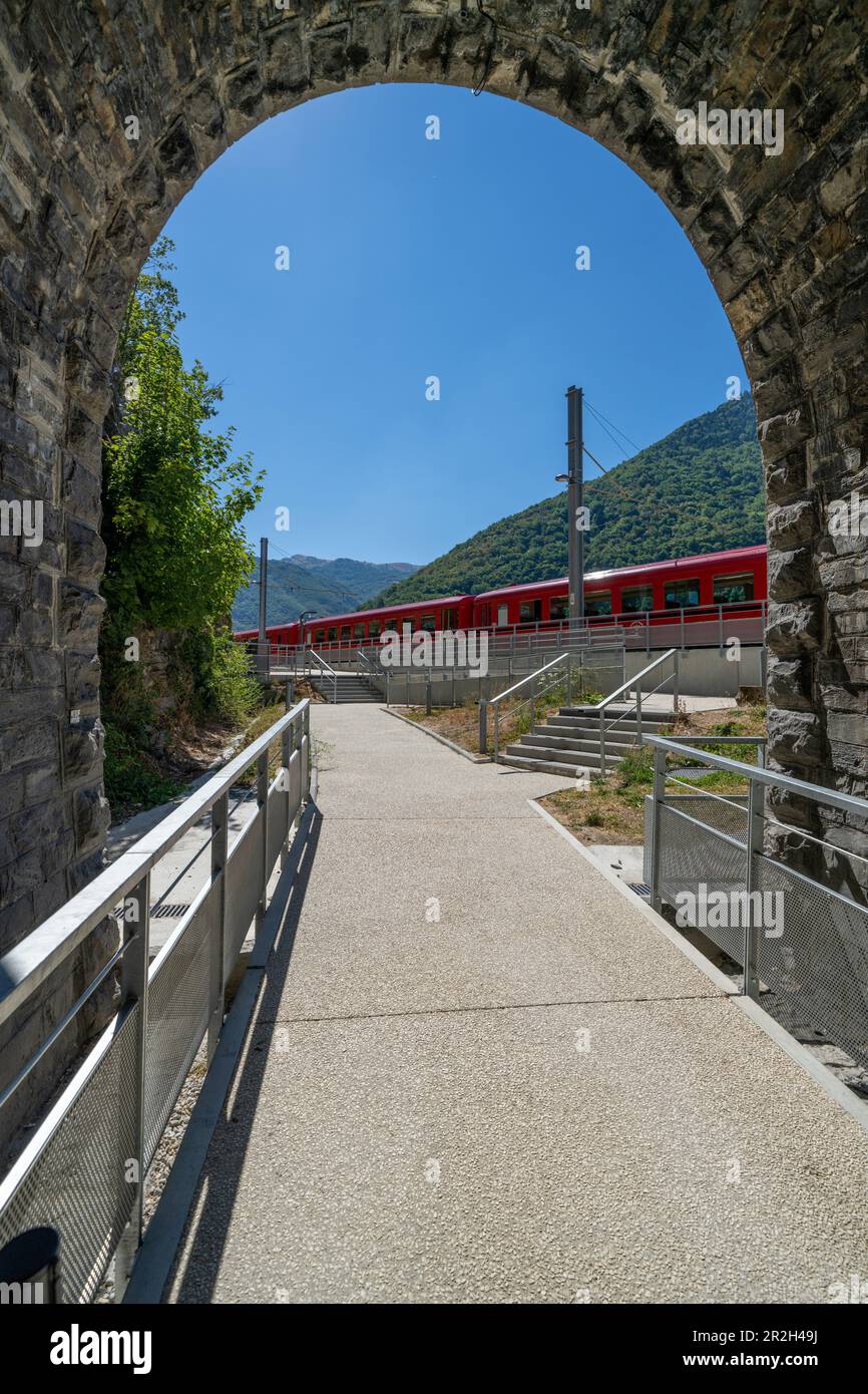 Accessible station of the Petit Train de La Mure at Belvédère, Isère, France Stock Photo