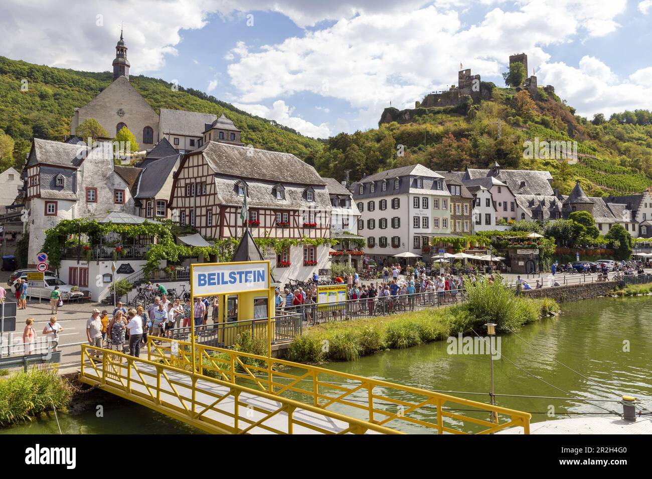 Pier, old town, Metternich Castle, Beilstein on the Moselle Stock Photo