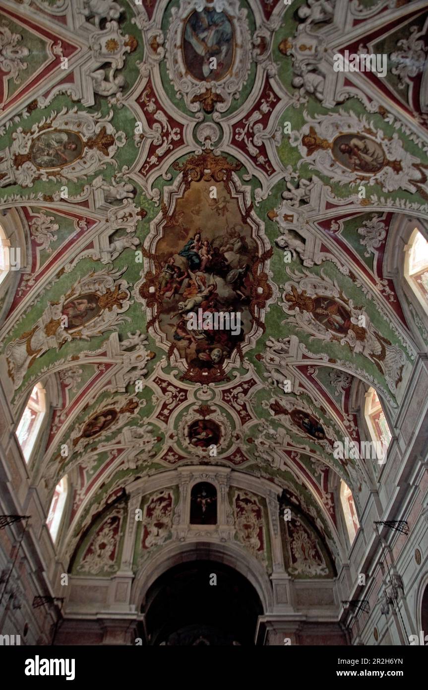 Ornate ceililng, Basilica of the Martyrs, Lisbon, Poirtugal Stock Photo