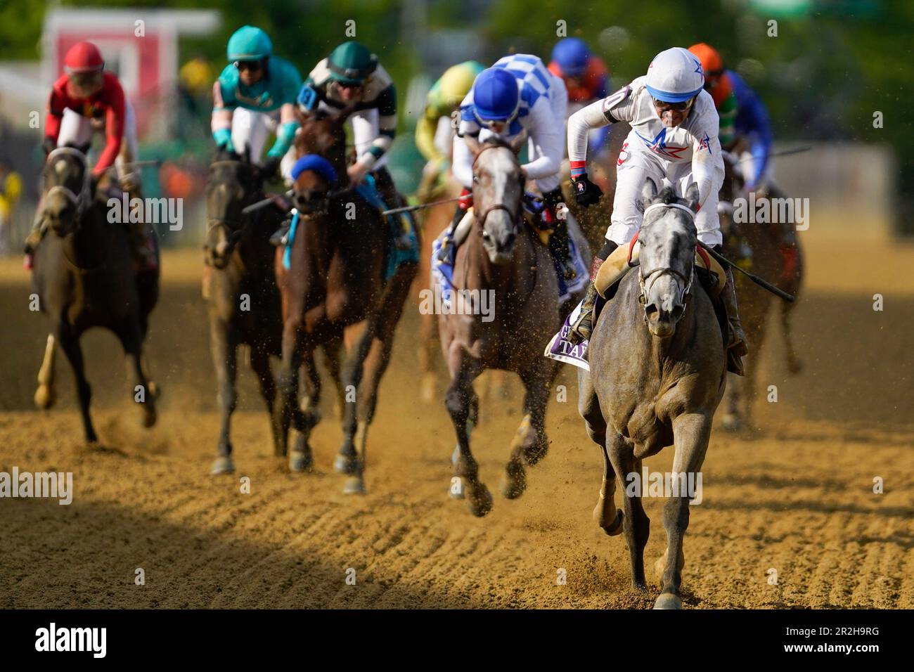 Rafael Bejarano, atop Taxed, wins the 98th running of the BlackEyed