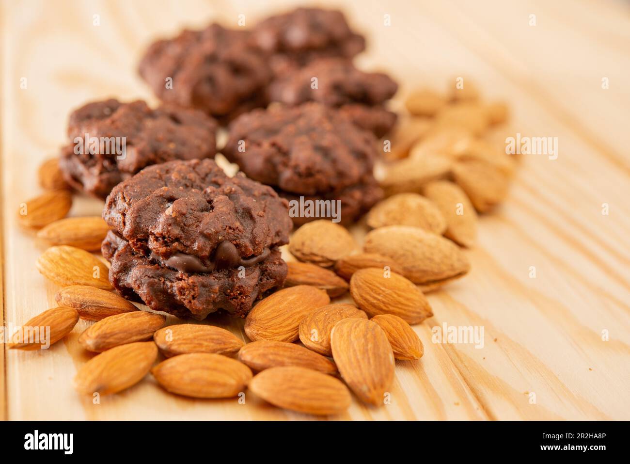 Homemade chocolate and almond biscuits Stock Photo Alamy