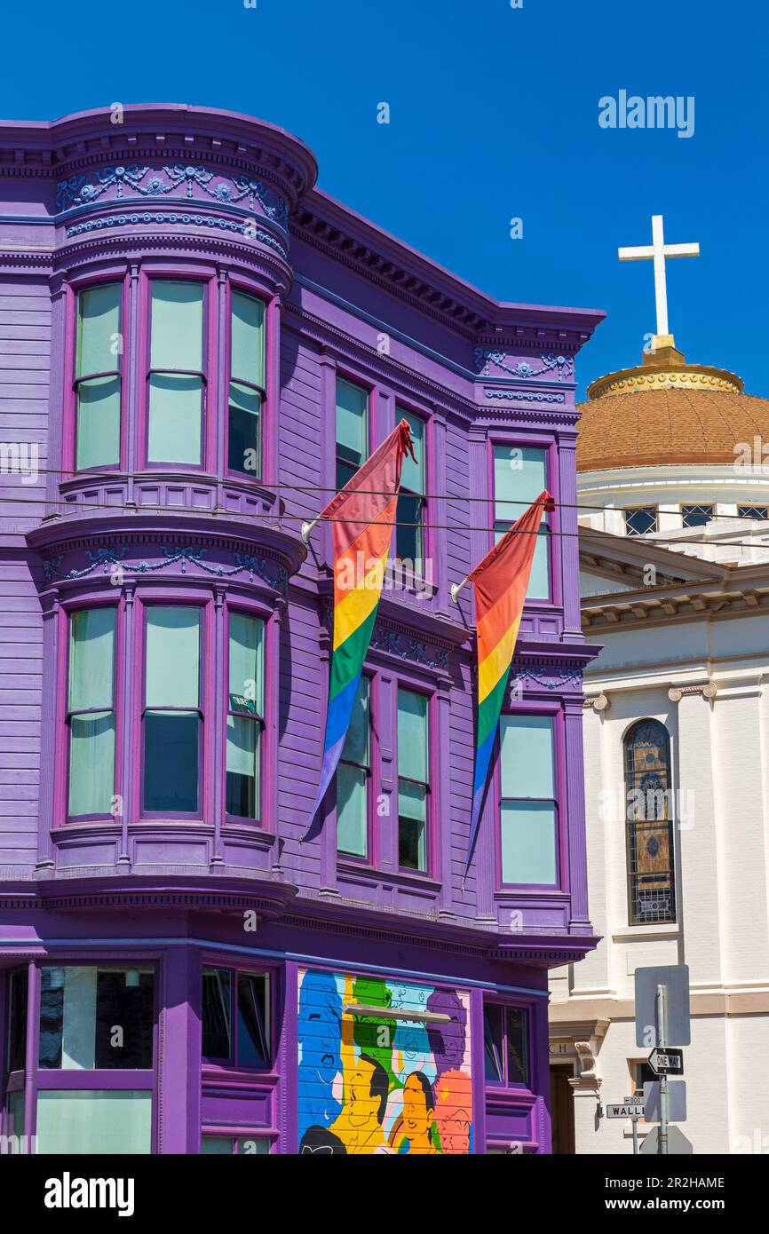 First Baptist Church, Market Street, Fillmore District, San Francisco, California, USA Stock