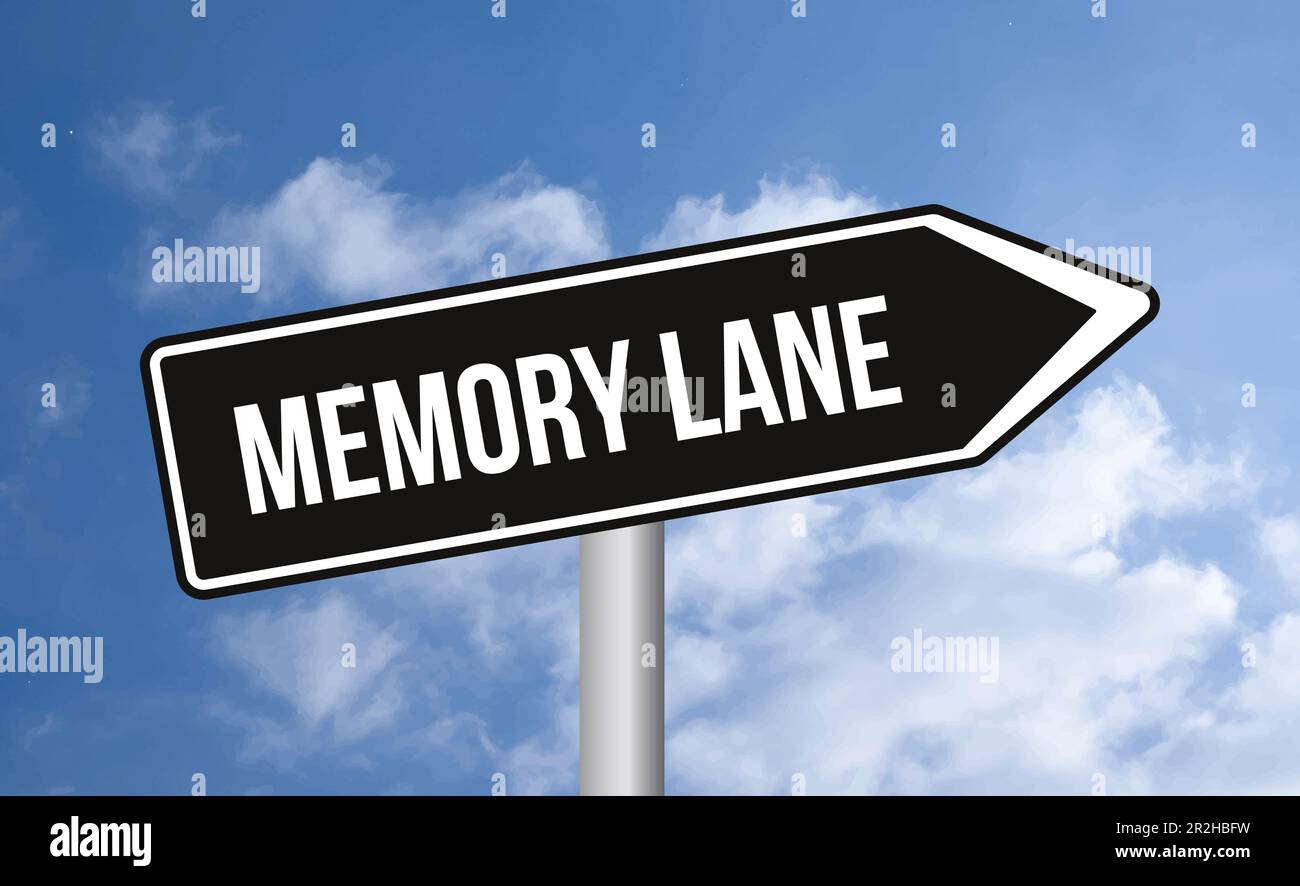Memory lane road sign on cloudy sky background Stock Photo - Alamy