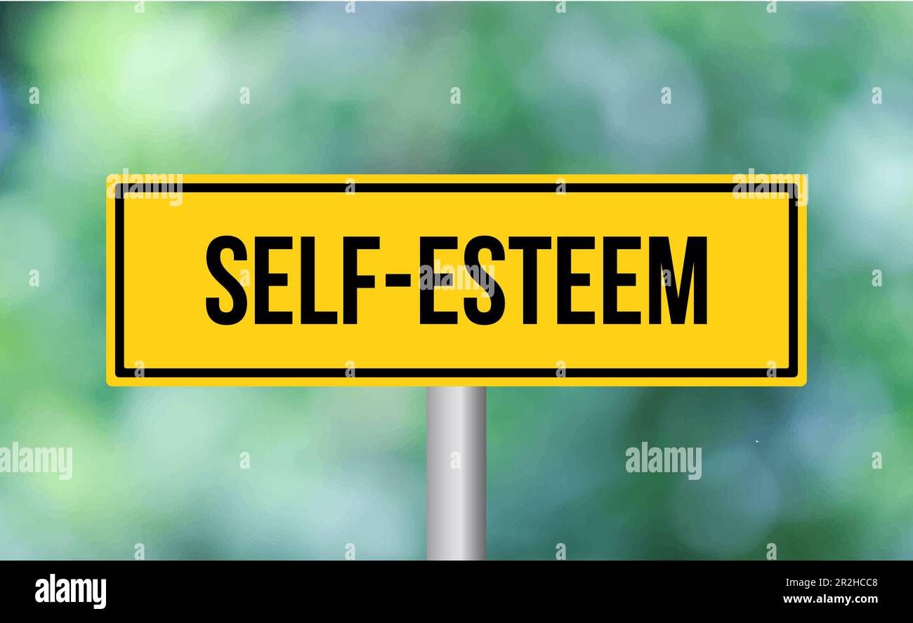 Self-esteem road sign on blur background Stock Photo - Alamy