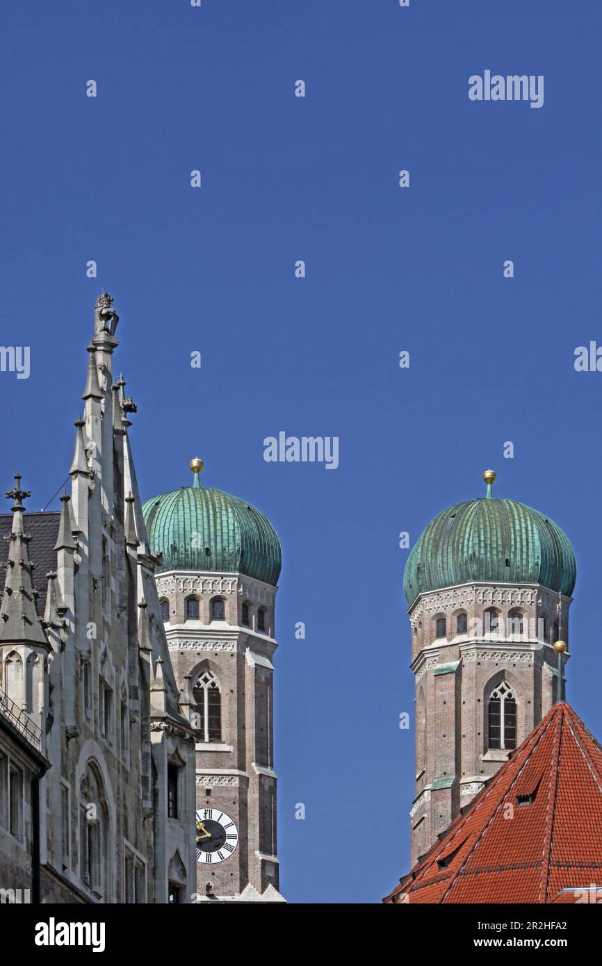 Towers of the Frauenkirche with the gable of the north facade of the ...