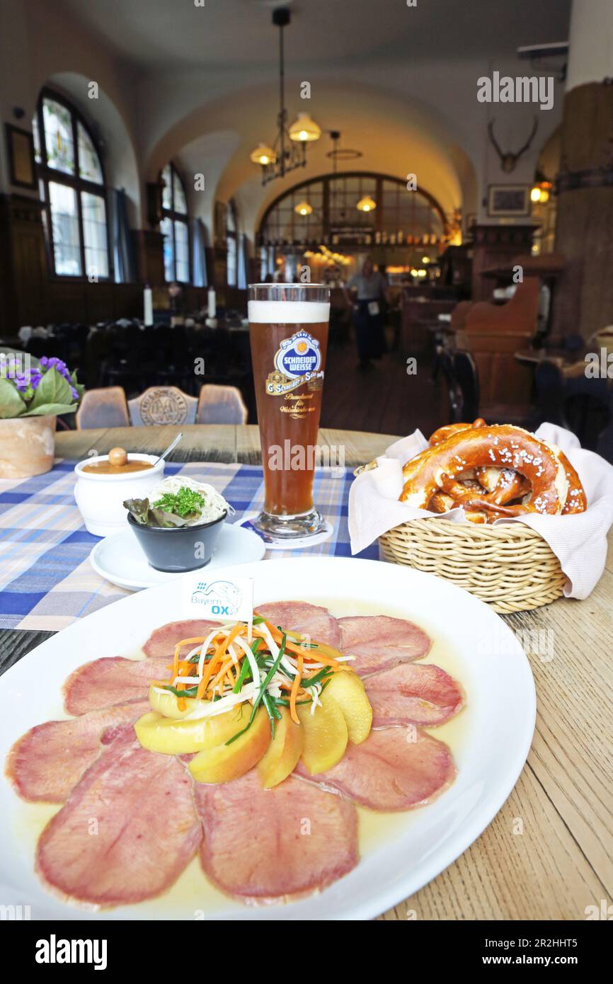 Veal tongue, Weisses Bräuhaus, Munich, Upper Bavaria, Bavaria, Germany
