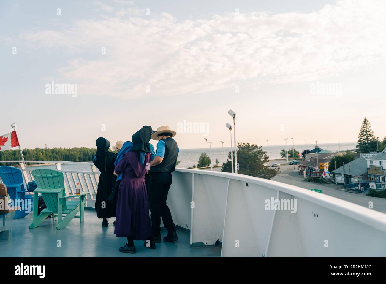 South Baymouth, On, Canada-July 2022 -Chi-Cheemaun ferry arriving in South Baymouth from Tobermory. High quality photo Stock Photo