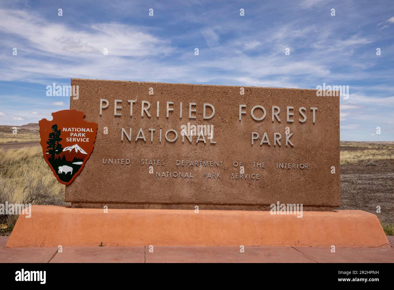 Petrified Forest National Park is an American national park in northeastern Arizona. Stock Photo